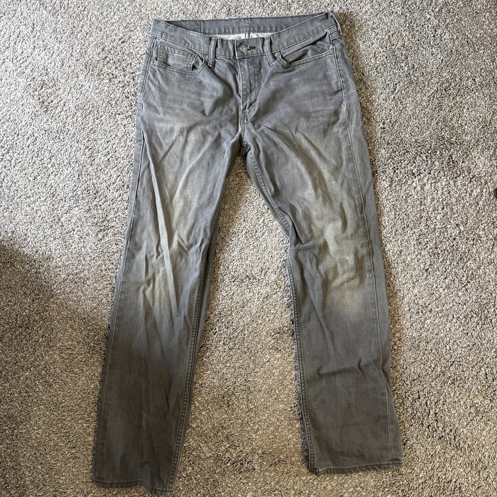 Levis 514 Men's Straight Fit Grey Denim Jeans Faded Size 33x32